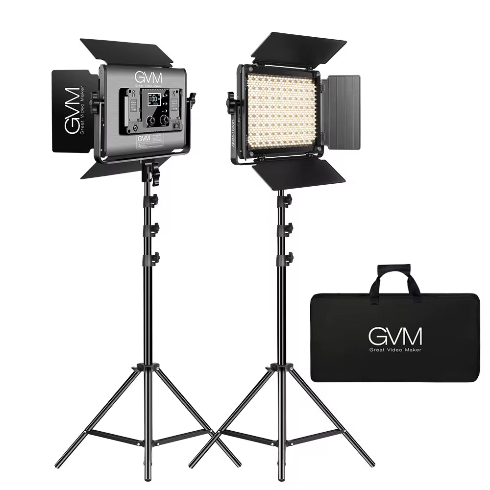 GVM 1000D RGB Led Video Light with 2 Softboxes Photography Lighting Kit Bluetooth Control Full Color Video Lighting