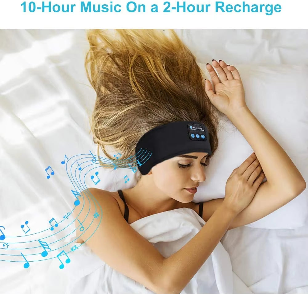 Bluetooth Sleeping Headphones Sports Headband Thin Soft Elastic Comfortable Wireless Music Earphones Eye Mask for Side Sleeper