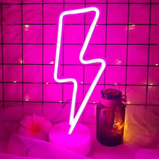 Lightning Neon Signs Lightning Neon Sign with Base for Bedroom LED Lighting for Room Decor for Teen Girls Gifts Cool Gaming Ligh