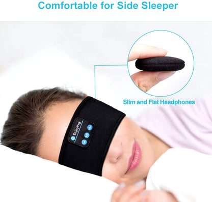 Bluetooth Sleeping Headphones Sports Headband Thin Soft Elastic Comfortable Wireless Music Earphones Eye Mask for Side Sleeper