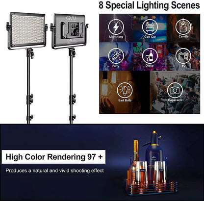 GVM 1000D RGB Led Video Light with 2 Softboxes Photography Lighting Kit Bluetooth Control Full Color Video Lighting