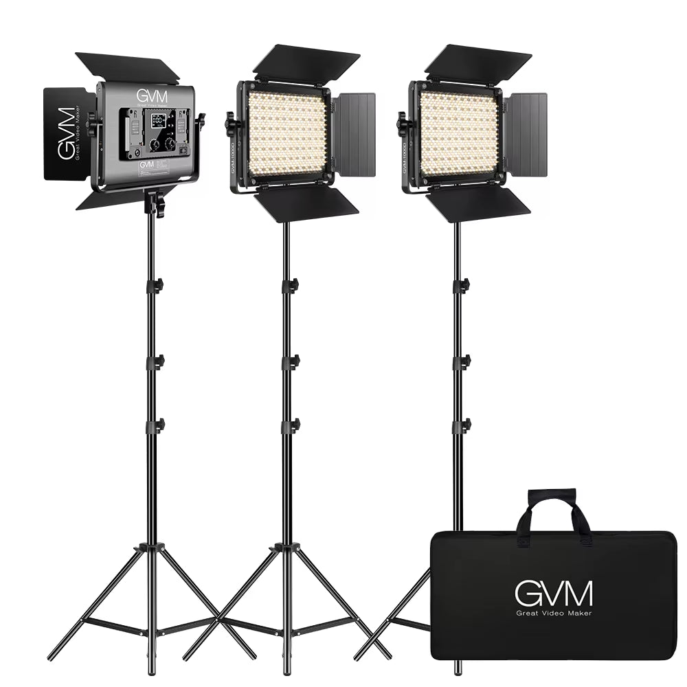 GVM 1000D RGB Led Video Light with 2 Softboxes Photography Lighting Kit Bluetooth Control Full Color Video Lighting