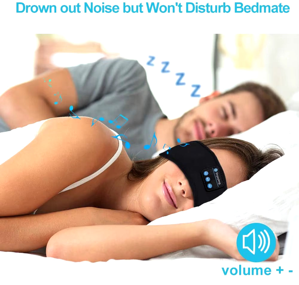 Bluetooth Sleeping Headphones Sports Headband Thin Soft Elastic Comfortable Wireless Music Earphones Eye Mask for Side Sleeper