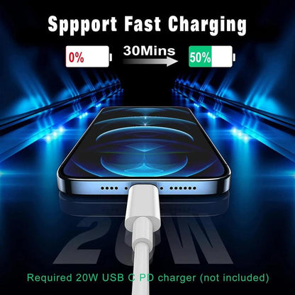 20W PD USB-C Fast Charging Cable, 1 Count Durable Mobile Smartphone Charging Cable, Fast Charging Data Charger Cable for Iphone Ipad & Apple Other Electronic Devices, Cellphone Accessoires