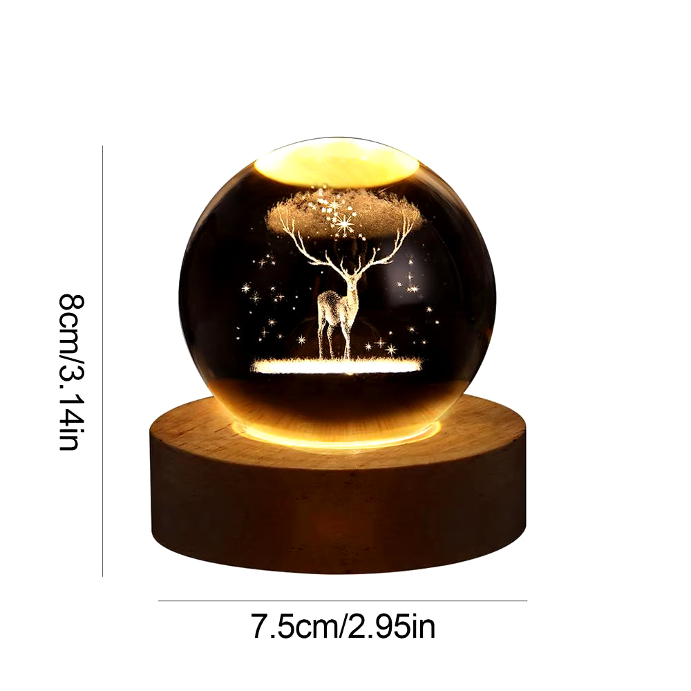 Crystal Ball Night Light 3D Moon Solar System Table Lamp LED Crystal Ball Children Friends Party Birthday Gifts Room Decor