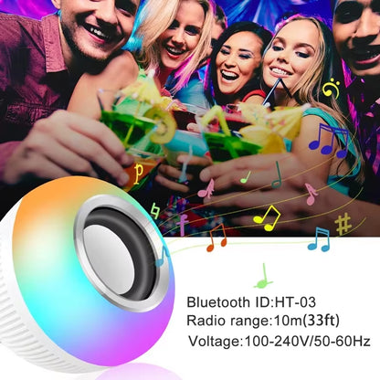 LED Bluetooth Lamp E27 Smart Ball Bulb 12W Speaker Music APP Remote Control Dimmable Night Light Decor Home Party