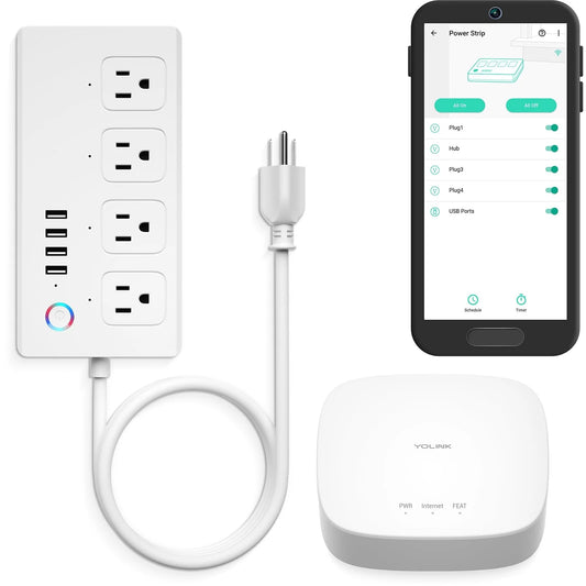 Smart Power Strip,  1/4 Mile World'S Longest Range Power Strip Compatible with Alexa Google IFTTT, Surge Protector Plugs 4 USB Charging Ports,4 AC Plugs for Multi Outlets -  Hub Included