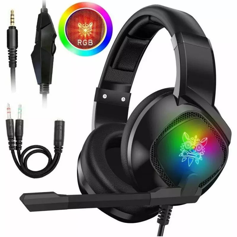 Gaming Headset for X-Box One, PS4 over Ear Headphones RGB Earphone with Noise Cancellation Microphone Volume Controller Tablet