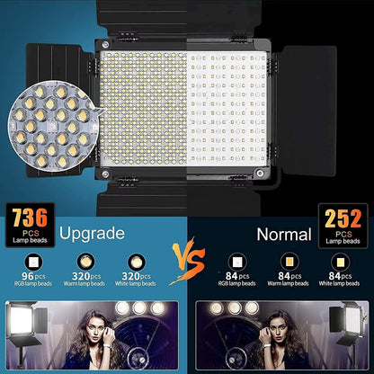 GVM 1000D RGB Led Video Light with 2 Softboxes Photography Lighting Kit Bluetooth Control Full Color Video Lighting